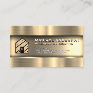 Metallic Guld House-Logotyp Visitkort