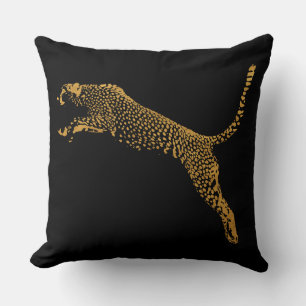 Metallic Guld Leaping Cheetah Kudde