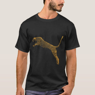 Metallic Guld Leaping Cheetah T Shirt