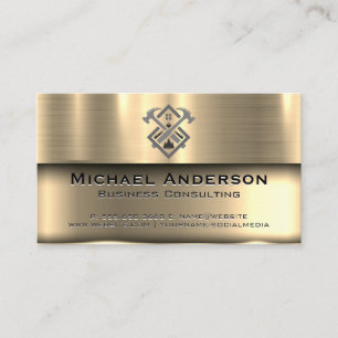 Metallic Guld Logotypen Construction Builder Visitkort
