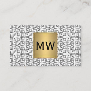 Metallic Guld Monogram Abstrakten Vågigt cirkl Visitkort