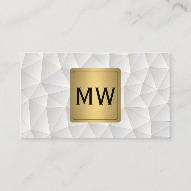 Metallic Guld | Monogram | Geometriska trianglar Visitkort (Framsida)