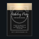Metallic Guld på Black Birthday Inbjudan Vykort<br><div class="desc">En vit markeringsram stil mot 50-årsinbjudan med ett metalliskt guld på svart och trendig, vit skripttyp med en kontrasterande sif-typsnitt. En formell glamorös inbjudan till stil. Med markeringsramsbanderollen får du en aning drama för din födelsedagsäck. Anpassa inbjudan för alla åldrar. underbar för 21, 30, 40, 50, 60, 80, 90 och...</div>