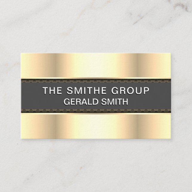 Metallic Guld Shine | Grått Banner Visitkort (Framsida)