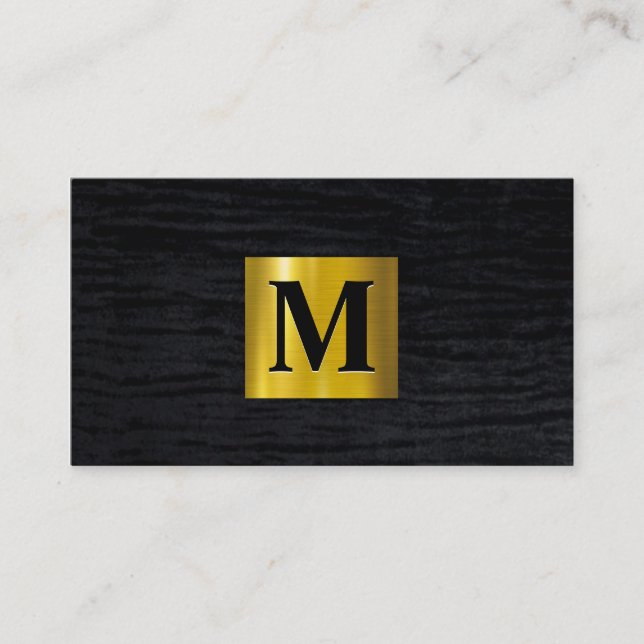 Metallic Guld | Velvet Black | Monogram Visitkort (Framsida)