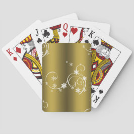 Metallic Guld, Vit Swirls-jul Casinokort