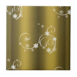 Metallic Guld, Vit Swirls-jul Kakelplatta