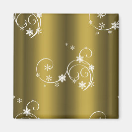 Metallic Guld, Vit Swirls-jul Magnet