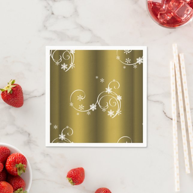 Metallic Guld, Vit Swirls-jul Pappersservett (Insitu)