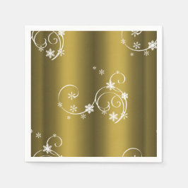 Metallic Guld, Vit Swirls-jul Pappersservett