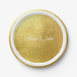 Metallic Guld White Script Namn Bröllop