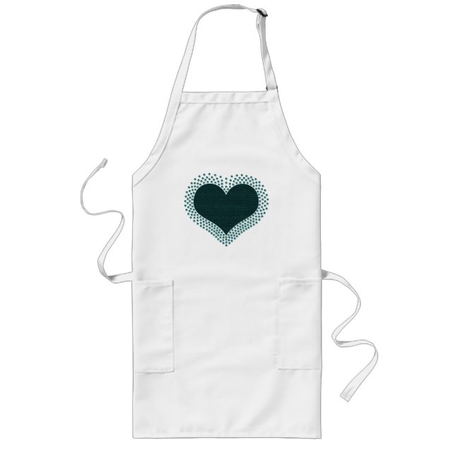 Metallic Heart Apron, Teal Långt Förkläde (Framsidan)