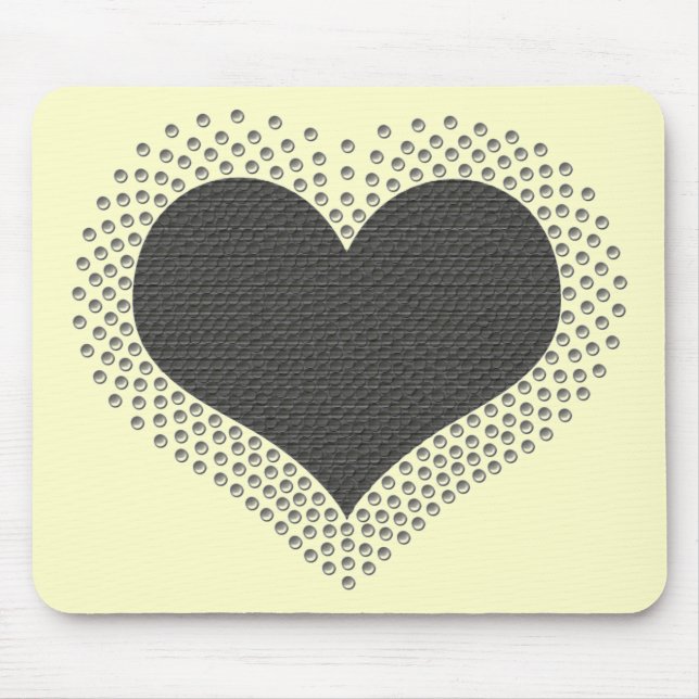 Metallic Heart Mousepad, Grått Musmatta (Framsidan)