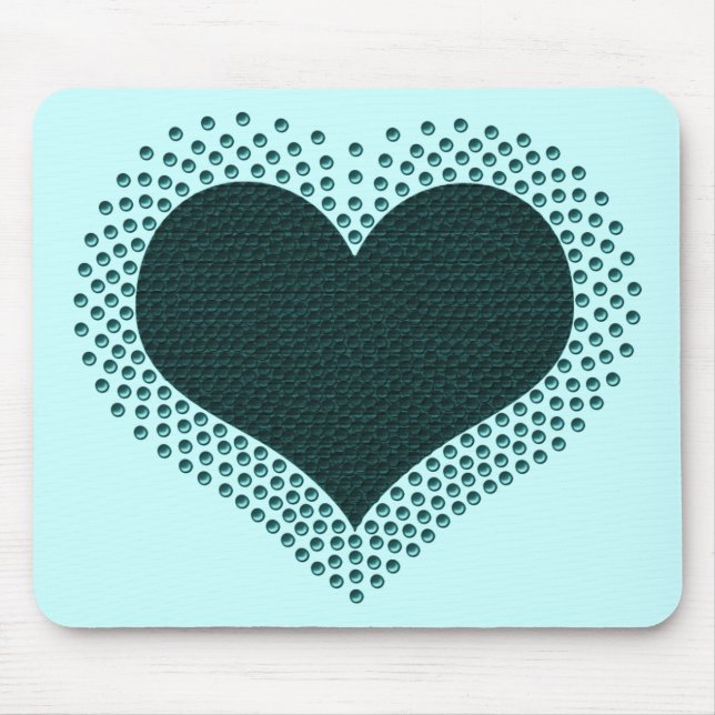 Metallic Heart Mousepad, Teal Musmatta (Framsidan)