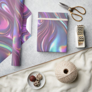 Metallic Iridescent Rainbow Pink Aqua Purple  Presentpapper