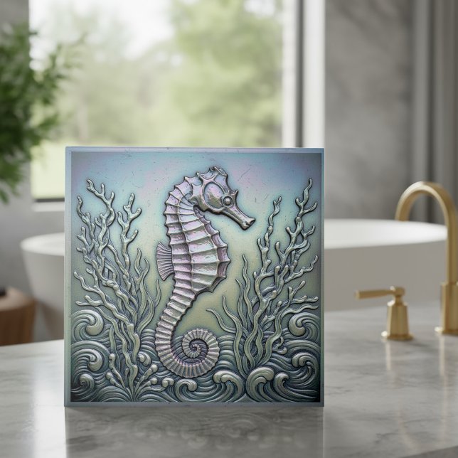Metallic Iridescent Seahorse D1223 Kakelplatta (Skapare uppladdad)