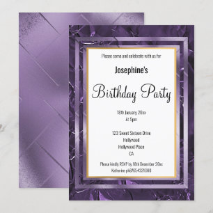 METALLIC LILA LAGRAR FOIL BIRTHDAY INBJUDANDE INBJUDNINGAR