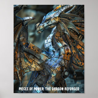 Metallic Majesty Dragon Puzzle Poster