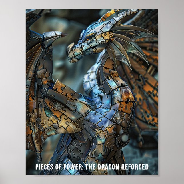 Metallic Majesty Dragon Puzzle Poster (Framsidan)