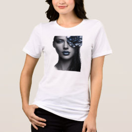 Metallic Midnight Rose Portrait  Dark Floral  T Shirt
