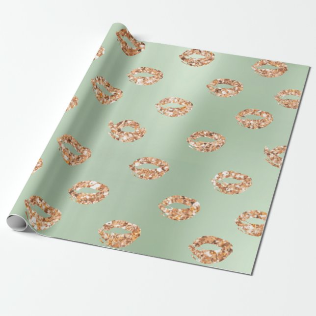 Metallic Mint Grönt Tiffany 3D Ro Guld koppar Presentpapper (Utrullad)