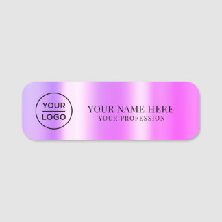 Metallic Purple Logo Employee magnetic, safety pin Namnbricka