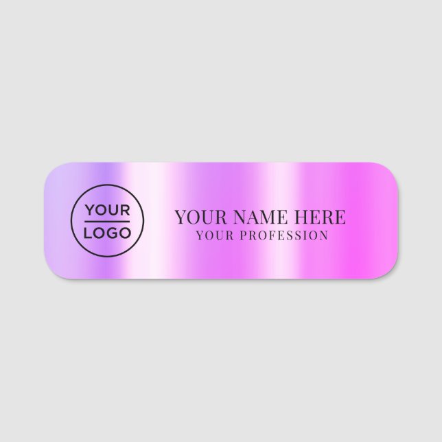 Metallic Purple Logo Employee magnetic, safety pin Namnbricka (Framsida)