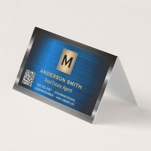 Metallic Ram Blåmetall QR-etikettsökning Visitkort