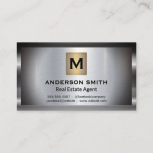 Metallic Ram Metall-bakgrund Monogram Visitkort