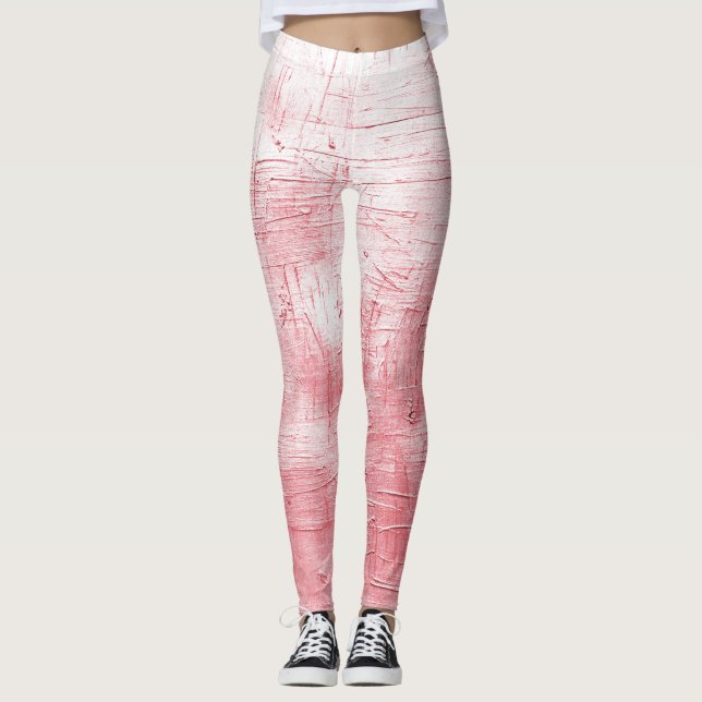Metallic Red Canvas: Brushstroke Elegance. Leggings (Framsida)