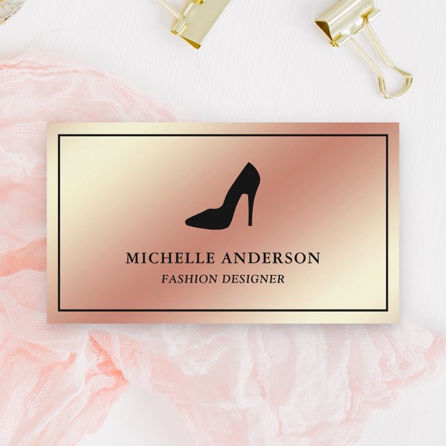 Metallic Ro Gold Foil Högklackars Stilettos Visitkort (Skapare uppladdad)