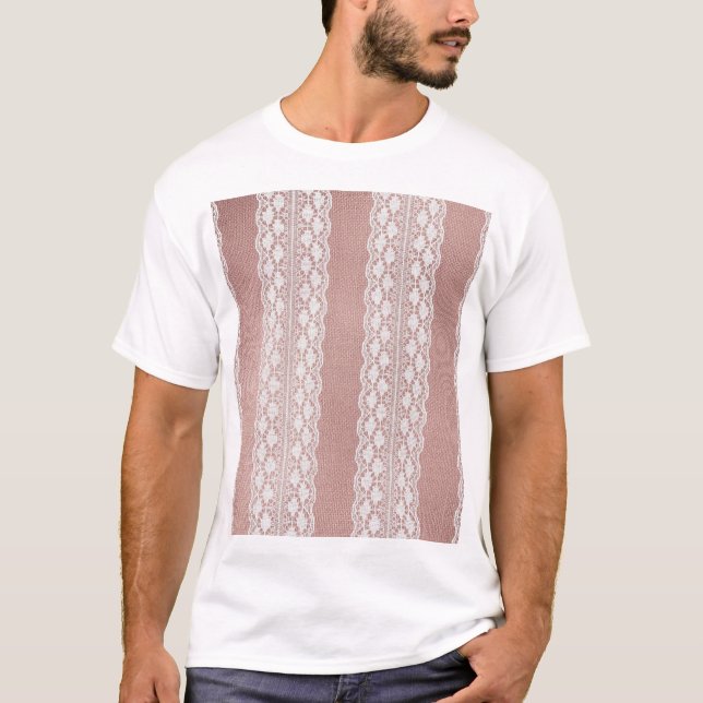 Metallic ro guld, benvit snöre struktur. t shirt (Framsida)