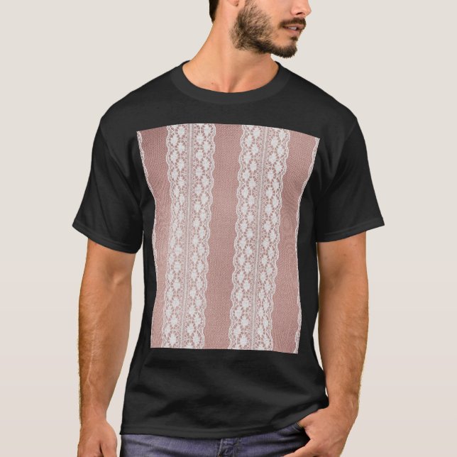 Metallic ro guld, benvit snöre struktur. t shirt (Framsida)