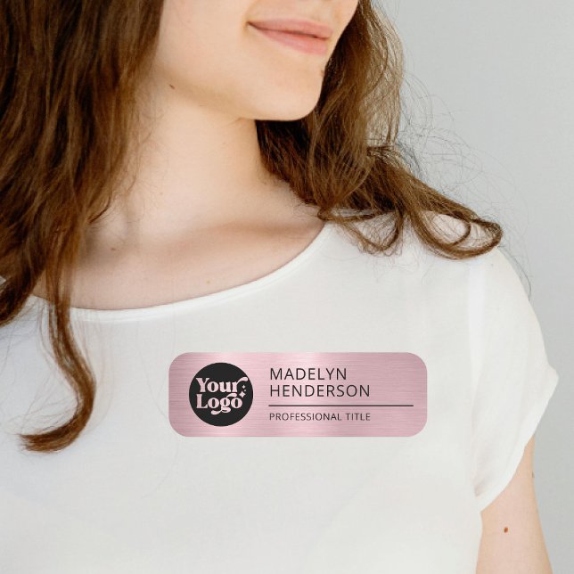 Metallic Ro Guld Company Logotyp Employee Magnetic Namnbricka (Skapare uppladdad)