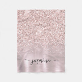 Metallic Ro Guld Glitter Monogram Namn Fleecefilt