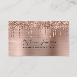 Metallic Ro Guld Luxe Glitter Drip Chef Dam Visitkort