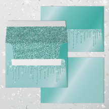 Metallic Robins Egg Aqua Blue Dripping Glitter Lux