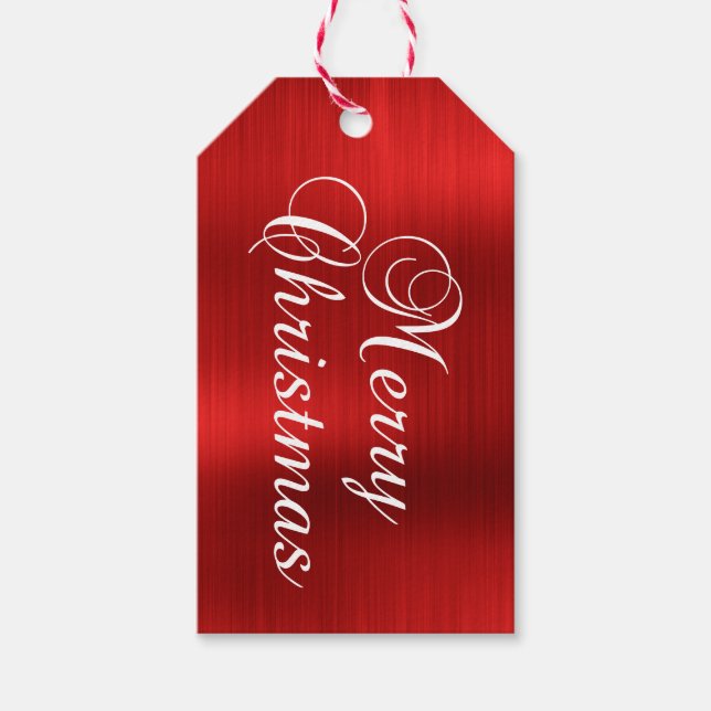 Metallic Röd God Jul Presentetikett (Framsidan)