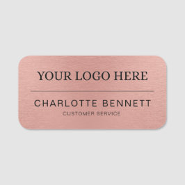 Metallic Rose Gold Logo Office Employee Staff Namnbricka