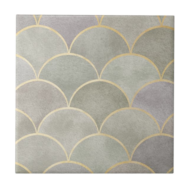 Metallic shiny art deco fläkt mönster, Deco, beaut Kakelplatta (Framsidan)