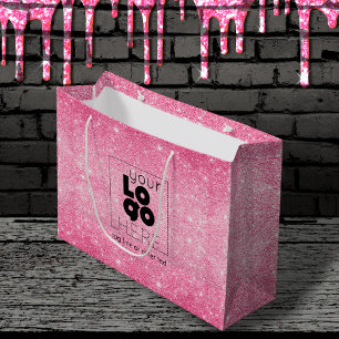 Metallic Shock rosa Logotyp Papprare Shopping bag