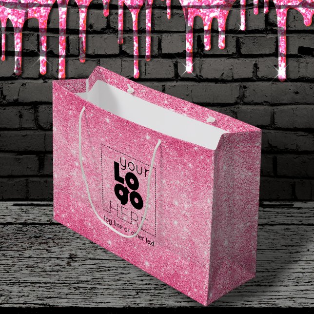 Metallic Shock rosa Logotyp Papprare Shopping bag (Skapare uppladdad)