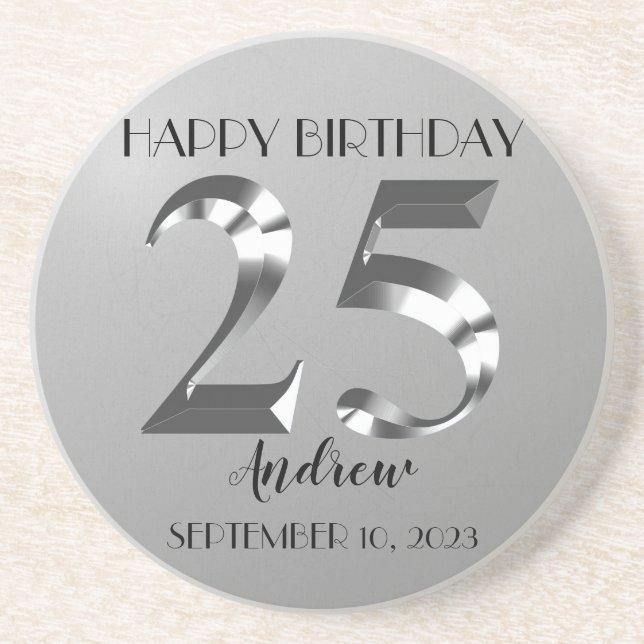 Metallic Silver 25-årsdag Underlägg (Framsidan)