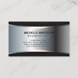 Metallic Silver Banner Svartvit Visitkort