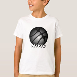 Metallic Silver Black Basketball Boll Namn T-Shirt