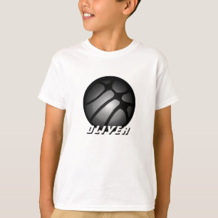 Metallic Silver Black Basketball Boll Namn T-Shirt