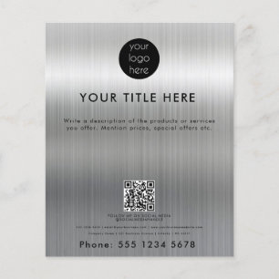 Metallic Silver Business Logotyp QR-kod - säljfräm Flygblad