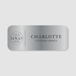 Metallic Silver Custom Logo Office Employee Staff Namnbricka