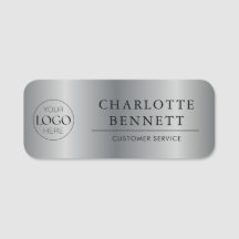 Metallic Silver Custom Logo Office Employee Staff