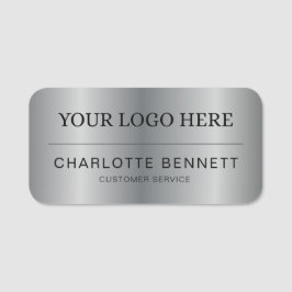 Metallic Silver Custom Logo Office Employee Staff Namnbricka